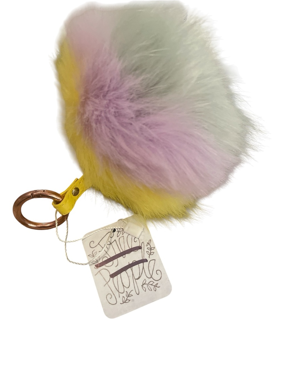 Free People XL Pastel Multicolor Faux Fur Pom Bag Charm